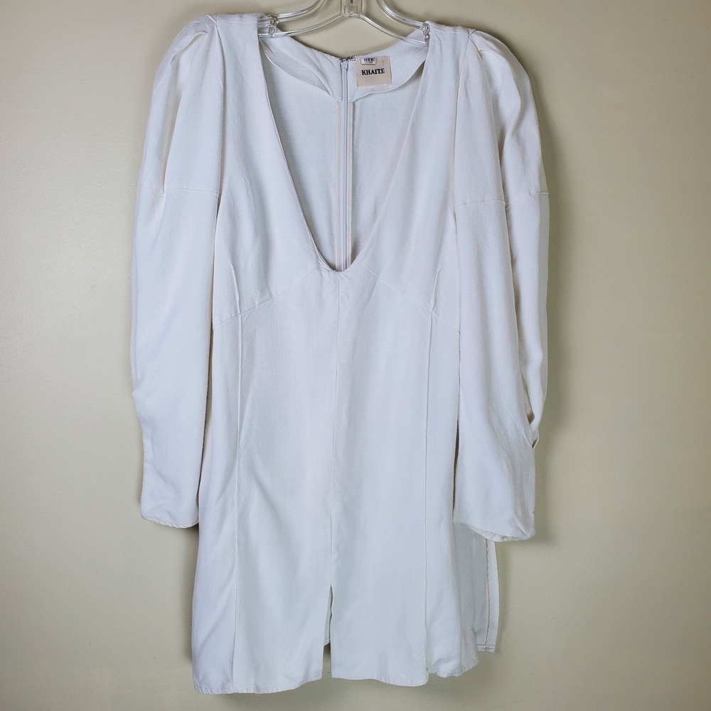 READ Khaite Jenny Puff Sleeve Slit Hem Top Off White Ivory Medium Quiet Luxury